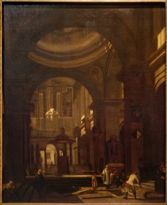 Interieur van een katholieke koepelkerk door Hendrick Jurianesz van Streek