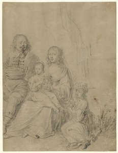 Familiegroep bestaande uit een ouderpaar en twee dochters door Hendrick Martensz. Sorgh (attributed to)