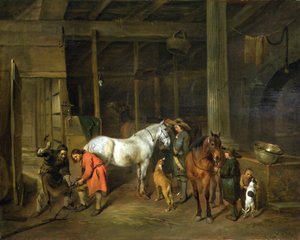 Interieur met een Hoefsmid