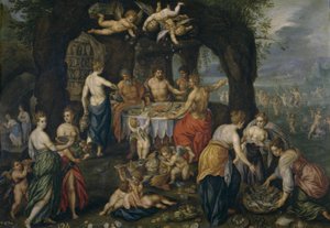 Het banket van Achelous door Hendrick de Clerck