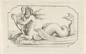 Triton die op een harp speelt door Hendrick de Keyser (I)