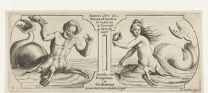 Twee compartimenten, in elk een triton door Hendrick de Keyser (I)
