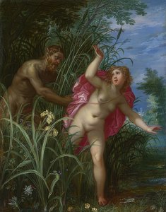 Pan achtervolgt de nimf Syrinx