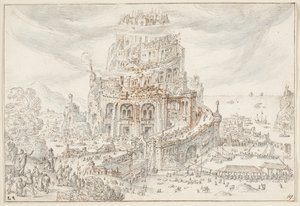 Toren van Babel door Hendrick van Cleve III