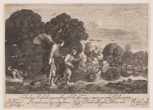 Tobias en de engel Gabriël door Hendrick von Goudt