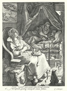Nacht (gravure) door Hendrik (after) Goltzius
