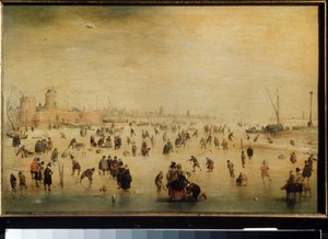 Schaatsers op het ijs door Hendrik Avercamp