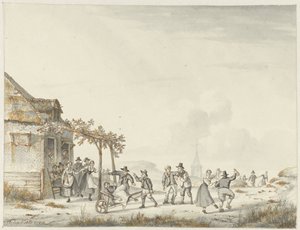 Dorpsfeest bij een herberg aan de duinen door Hendrik Gerrit ten Cate