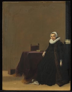 Portret van een vrouw met een hond, ca. 1635 door Hendrik Gerritsz. Pot