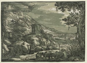 Arcadisch Landschap, c. 1615 door Hendrik Goltzius