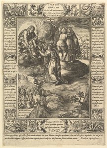 Cura Dei Pro Suis, uit Allegorieën van het Christelijk Geloof, uit Christelijke en Profane Allegorieën door Hendrik Goltzius