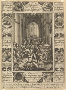 Onenigheid in de kerk Dissidium in Ecclesia, ca. 1578 door Hendrik Goltzius