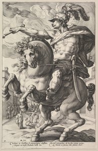Marcus Curtius, uit de serie De Romeinse Helden door Hendrik Goltzius