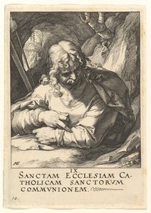 Sint Jacobus de Mindere, uit Christus, de Apostelen en Sint Paulus met de Geloofsbelijdenis door Hendrik Goltzius