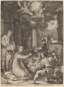 De aanbidding van de herders door Hendrik Goltzius