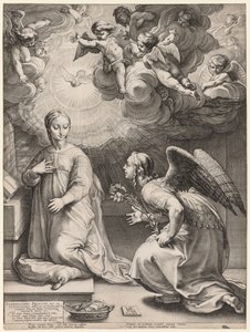 De annunciatie, 1594 door Hendrik Goltzius