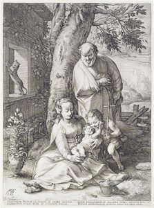 De Heilige Familie met Johannes door Hendrik Goltzius