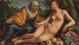 Vertumnus en Pomona door Hendrik Goltzius