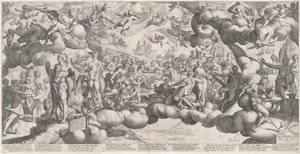 De Bruiloft van Cupido en Psyche door Hendrik Goltzius after Bartholomaeus Spranger