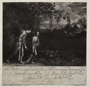 Tobias en de engel (grote plaat) door Hendrik Goudt
