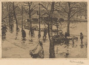 Gracht bij regenachtig weer