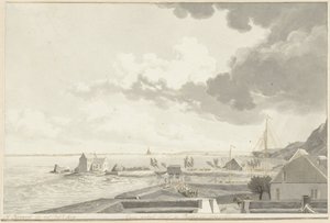 De ondergelopen Ooijpolder met in de verte Persingen, 1809 door Hendrik Hoogers (signed by artist)