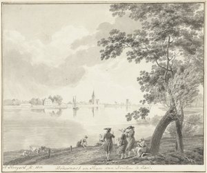 Gezicht op Dodewaard en Hien door Hendrik Hoogers