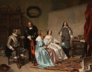 De prinses van Oranje bezoekt de werkplaats van Bartholomeus van der Helst