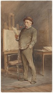 Portret van Charles Rochussen in zijn atelier door Hendrik Jan Carel Linse