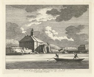 Verzakte Muiderpoort, gezien vanaf de Singelgracht, 1769 door Hendrik Keun