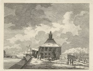 Verzakte Muiderpoort, gezien vanaf de schans, 1769 door Hendrik Keun