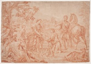 Romulus en Remus. (Livius I, 4). Studie naar het schilderij van Carlo Maratti in Sanssouci, Potsdam (uitgevoerd 1692 voor Niccolo Maria Pallavicini) door Hendrik Krock