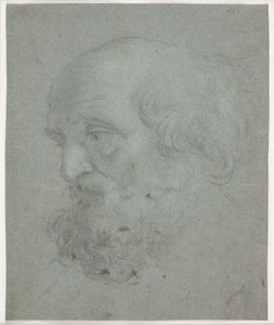 Baardig mannenhoofd (Apostel Petrus) door Hendrik Krock