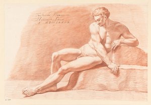 Zittend mannelijk naakt, van voren gezien (3e prijs 1779) door Hendrik Louw