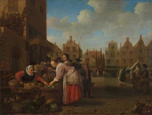 Uitzicht op de Grote Markt in Rotterdam, 1654