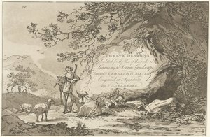 Herderin in een landschap (Twelve designs Calculated for the Use of those who are Learning to Draw Landscape)