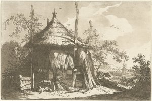 Herders bij een hooiberg