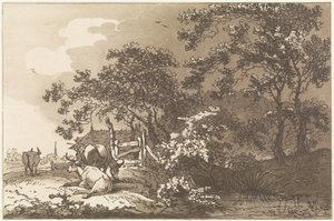 Landschap met koeien door Hendrik Meijer