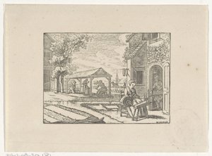 Figuren aan het werk in een textielwerkplaats