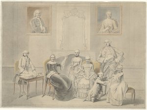 De kinderen van Pieter Cornelis Hasselaer en Clara Wendela Sautijn, met hun grootmoeder Wendela Eleonora Reael door Hendrik Pothoven