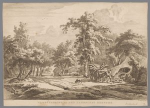 Landschap met hooiwagen bij Westerbork