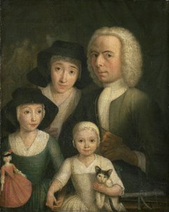 Zelfportret met Suzanna van Bommel en twee dochters