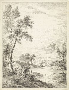 Landschap met een rivier door Hendrik Tavenier