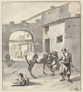 Hoefsmid in een Italiaanse stad door Hendrik Verschuring