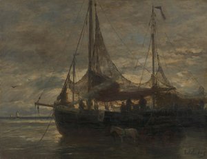 Dutch: Avond Evening door Hendrik Willem Mesdag