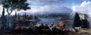 Italiaans Landschap, met Rustende Koeherders