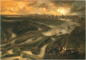 Gezicht op Oostende door Hendrik van Minderhout