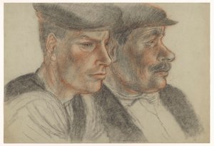 Portret van twee onbekende mannen met petten