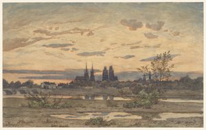 Gezicht op Moulins door Henri-Joseph Harpignies