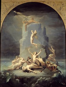 Desolatie van de oceaniden aan de voet van de rots waar Prometheus is geketend door Henri Lehmann